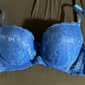 Blue lace push-up bra